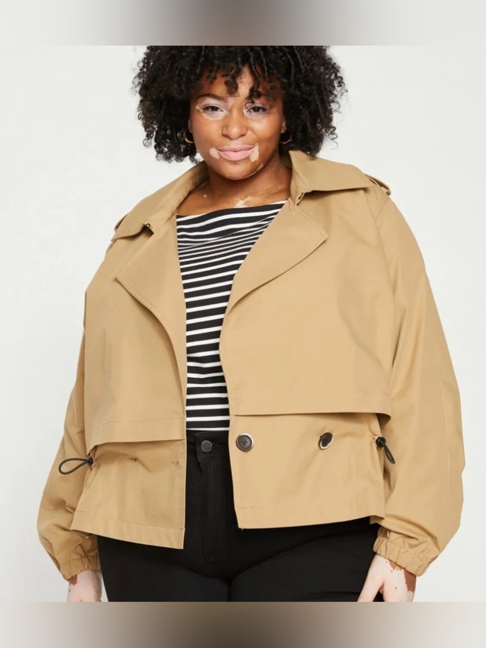 NWT Universal Standard Leonard Classic Tan Cropped Trench Jacket - Women